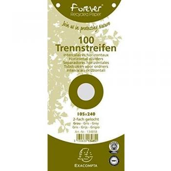 Paquet 100 Fiches Intercalaires Horizontales Unies Perforees Forever - 105x240mm