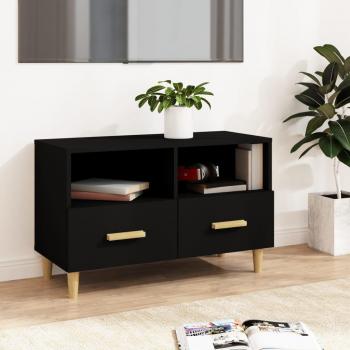 Mueble de TV vidaXL madera contrachapada negro 80x36x50 cm, Mueble de salón, Mueble televisor, Mesa de TV