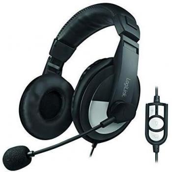 Auriculares USB Estéreo LogiLink HS0019 con Micrófono, Diadema, Alta Calidad, Negro