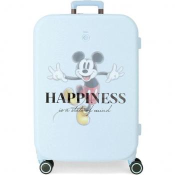 Maleta Mediana Disney Happiness Expandible Rígida 70 cm Turquesa con Capacidad de 79 L Mickey