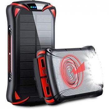 Aikove 10W Wireless Cargador Portátil, 30000mAh 18W Solar Energia Movil, QC 3.0 Paquete de Pilas Externo con 3 Entradas y 4 Salidas