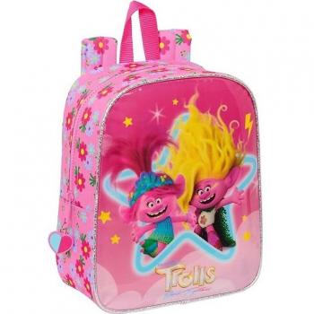 SAFTA Trolls 3 Mochila Guardería Adaptable a Carrito 27cm con Espalda y Hombreras Ergonómicas, Licencia Oficial