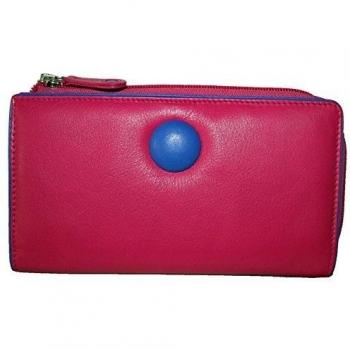 Mala botón de piel estilo grande de alto Monedero 32062 Varios colores rosa/azul large