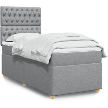 Cama box spring suave con colchón gris claro 80x200 cm tela Vidaxl