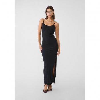 Stradivarius Long Fitted Black Strappy Dress XL
