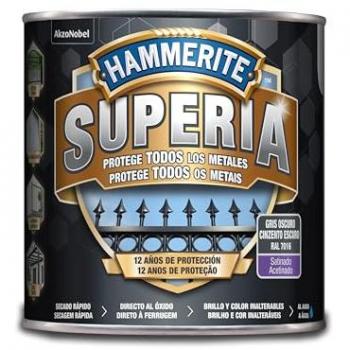 Esmalte Antioxidante al Agua Acabado Satinado - Hammerite Superia Gris Oscuro 2.5 L