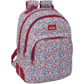 Mochila Escolar Grande Flores Coimbra Burdeos - Diseño Ergonómico, Amplio Espacio de Almacenamiento y Bolsillos Multifuncionales