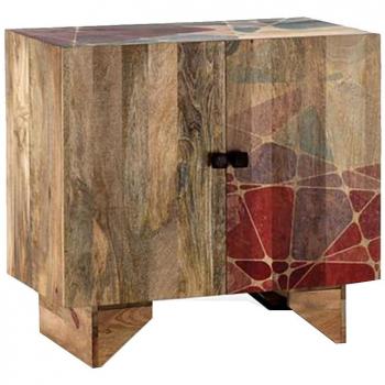 Aparador moderno étnico en Madera de Mango, dimensiones 81x45x75 cm, color marrón multicolor