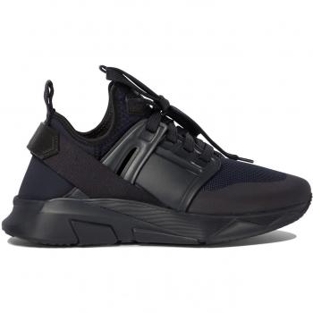 Tom Ford Men's Jago Sneakers in Blue, Size 8 US, Leather and Fabric Sneakers