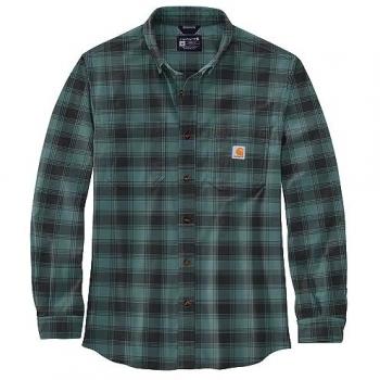 Camisa de Flanela Carhartt Rugged Flex a Cuadros en Negro y Verde, Talla M, para Hombre