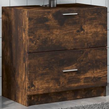 Armario de lavabo madera ingeniería roble ahumado 59x37x59 cm
