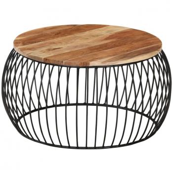 Mesa baja de café maciza de madera de acacia Ø 68 cm