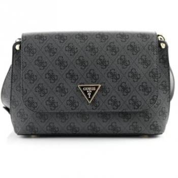 Guess Meridian Crossbody Bag for Women - Black Polyethylene with Contrast Details