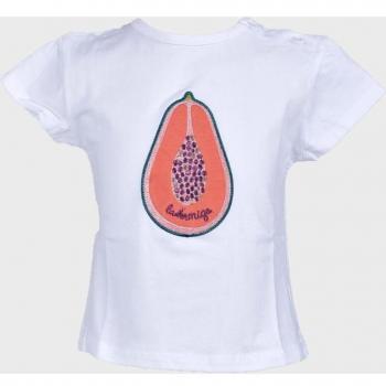 La Ormiga 1090130502 - Camiseta de bebé niña blanca de algodón con dibujo frontal