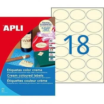 APLI 11799 - Etiquetas crema permanentes 63,5 x 42,3 mm 20 hojas