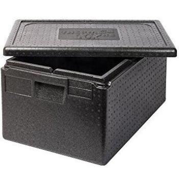 Caja de transporte isotérmica GN 1/1 con tapa, 46000 ml, 60x40x32 cm, negra