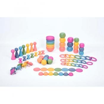 Rainbow Wooden Super Set - 84 Colorful Pieces