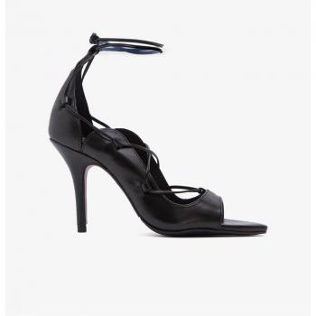 Sandalias de tacón de mujer negras en piel vacuna