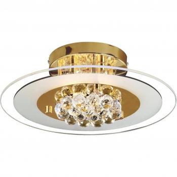 Plafón redondo Delmar 4 bombillas oro vidrio cristal