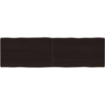 Tablero de mesa de madera tratada en roble sin tratar, color marrón oscuro, dimensiones 140x40x(2-4) cm
