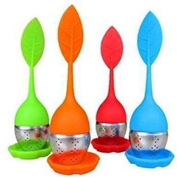 UEETEK 4pcs Blatt geformt Silikon Griff infusión Teesieb