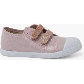 Zapatillas de lona de niña blanditas con doble tira adherente y brillos