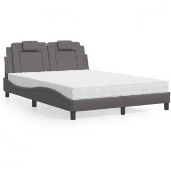 Cama con colchón gris 140x200 cm en cuero sintético Vidaxl