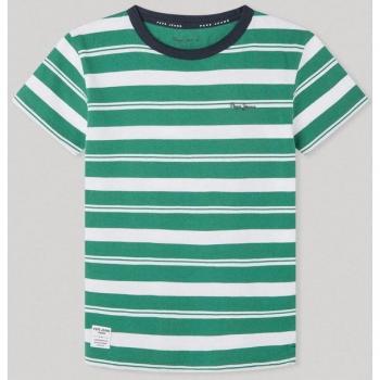 Camiseta Reeve verde de niño Pepe Jeans con estampado de rayas
