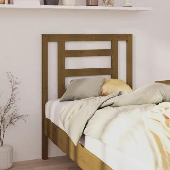 Cabecero para cama de madera maciza de pino en color marrón miel, dimensiones 81x4x100 cm