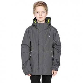 Trespass Vincenzo - Chaqueta Impermeable con Capucha extraíble para niños, Infantil, Color Gris Oscuro, tamaño 5/6