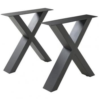 Set de 2 Patas de Mesa Maribo en Forma de X - Acero Negro 42x40cm para Muebles DIY