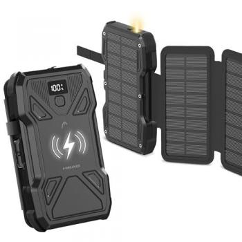 Powerbank Solar Head 10.000 mAh, 22.5 W, Power Delivery, Carga Simultánea, Carga Inalámbrica, Cable Incluido, Negro