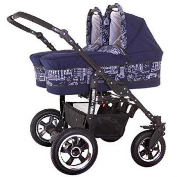 Carro gemelar 3 piezas. Capazos+sillas+grupo 0+accesorios. Duet Booster Kunert BBtwin. Beige. Trio.
