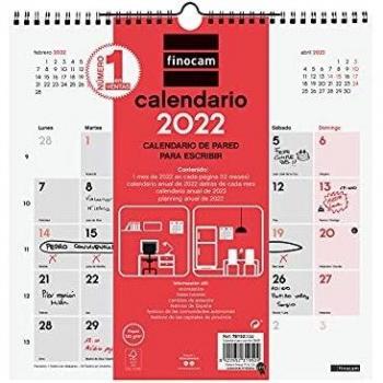 Finocam - Calendario 2022 30X30 - 300x300 mm Neutro de Pared para Escribir Español