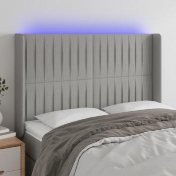 Cabecero LED Gris Claro 147x16x111/128 cm Tela con iluminación LED integrada, diseño moderno y elegante, tapizado en tela gris claro, medidas de 147 cm de ancho, 16 cm de grosor y altura ajust