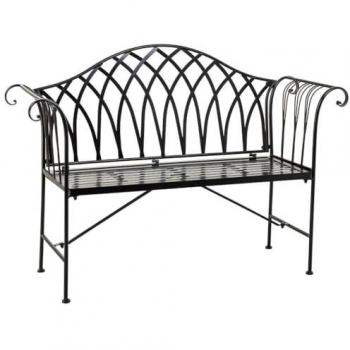 Banco de Forja Negro Wanderlust Deco 110x50x88 - Resistente a la Intemperie