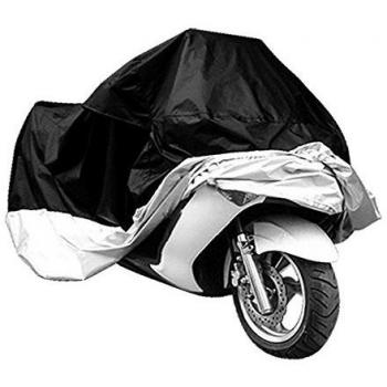 TOOGOO(R) Funda Protector de Polyester Cubierta para Moto XXXL Negro y Plateado