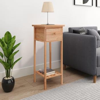 Mesa auxiliar con cajón de madera maciza nogal 25x25x60 cm para salón, mesa de sofá, consola de entrada y mueble recibidor