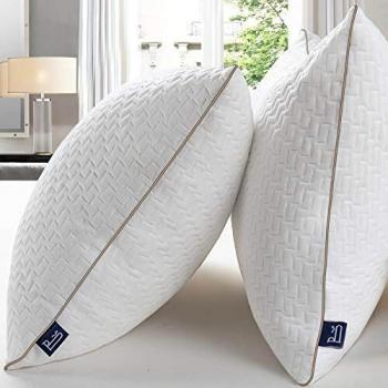 BedStory Almohadas Bambú 50x75 Almohada 2 Pack con Funda de Lavable Almohada Antiácaros con 80% de 3D Fibra + 20% de 7D Fibra de poliéster Relleno de Almohadas de Calidad Hotelera