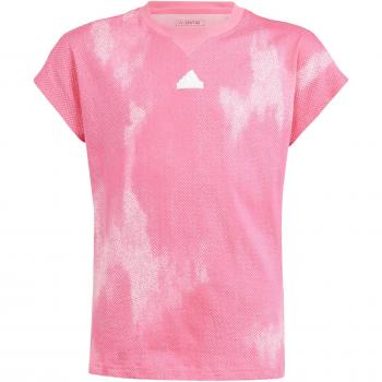 Manchester United adidas Future Icons All Over Print T-Shirt - Pulse Magenta/White - Girls