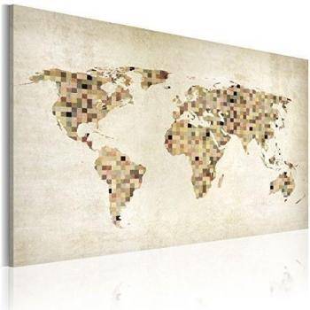 Cuadro en Lienzo 90x60 cm! 1 parte - Grande Formato - Impresion en calidad fotografica - Cuadro en lienzo - una pieza mapa del mundi 020113-124 90x60 cm B&D XXL