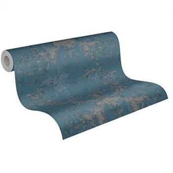 Papel pintado barroco azul petróleo y plata, diseño moderno, 53 cm x 10.05 m, A.S. Création History of Art