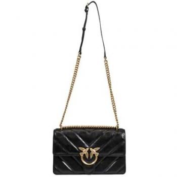 Pinko Love One Classic Quilted Leather Crossbody Bag - Black