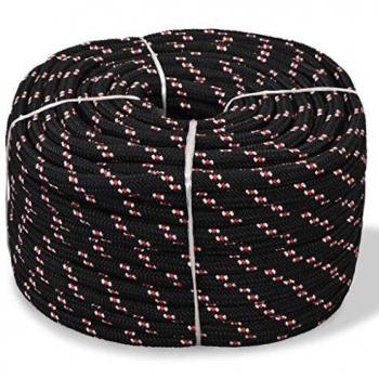 vidaXL Cuerda Marina de Polipropileno 16 mm 250 m Negro SOGA Cordón Cable Cabo