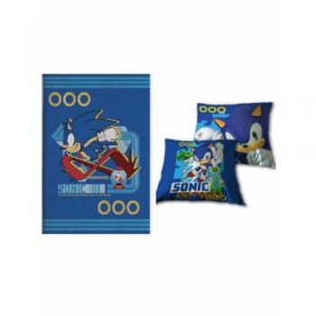 Set Manta Polar y Cojín 3D Sonic the Hedgehog 35cm
