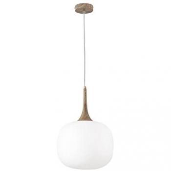 Lámpara de Techo Jaipur de Metal Color Madera con Difusor de Vidrio Blanco 30 cm