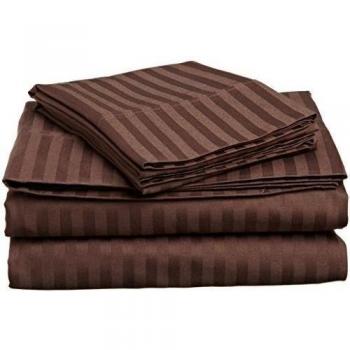 British elección de lino algodón egipcio 600-thread-count satén funda de edredón & pillowcoase., Chocolate Stripe, suelto