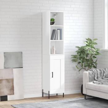 Aparador alto de madera multicapa blanco pulido 34,5x34x180 cm