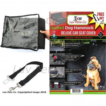 Luv Pets Co. XL Lujo Acolchado para perro asiento Cover- perro hammock- Viaje para asiento de coche, Protector Asiento Trasero Heavy Duty impermeable con orejeras y un cinturón de asiento de seguridad gratuito