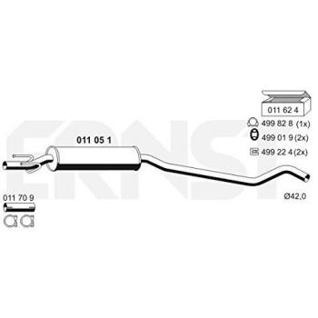 Silenciador intermedio ERNST 011051 para Opel GM